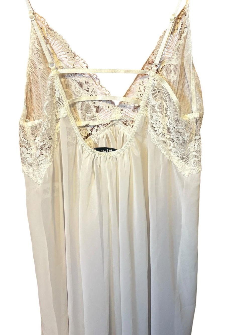 In Bloom by Jonquil White Lace Chiffon Nightgown Size Medium Bridal Romantic - Picture 9 of 10